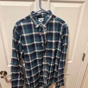 Old Navy Teal and Cream Plaid Shirt